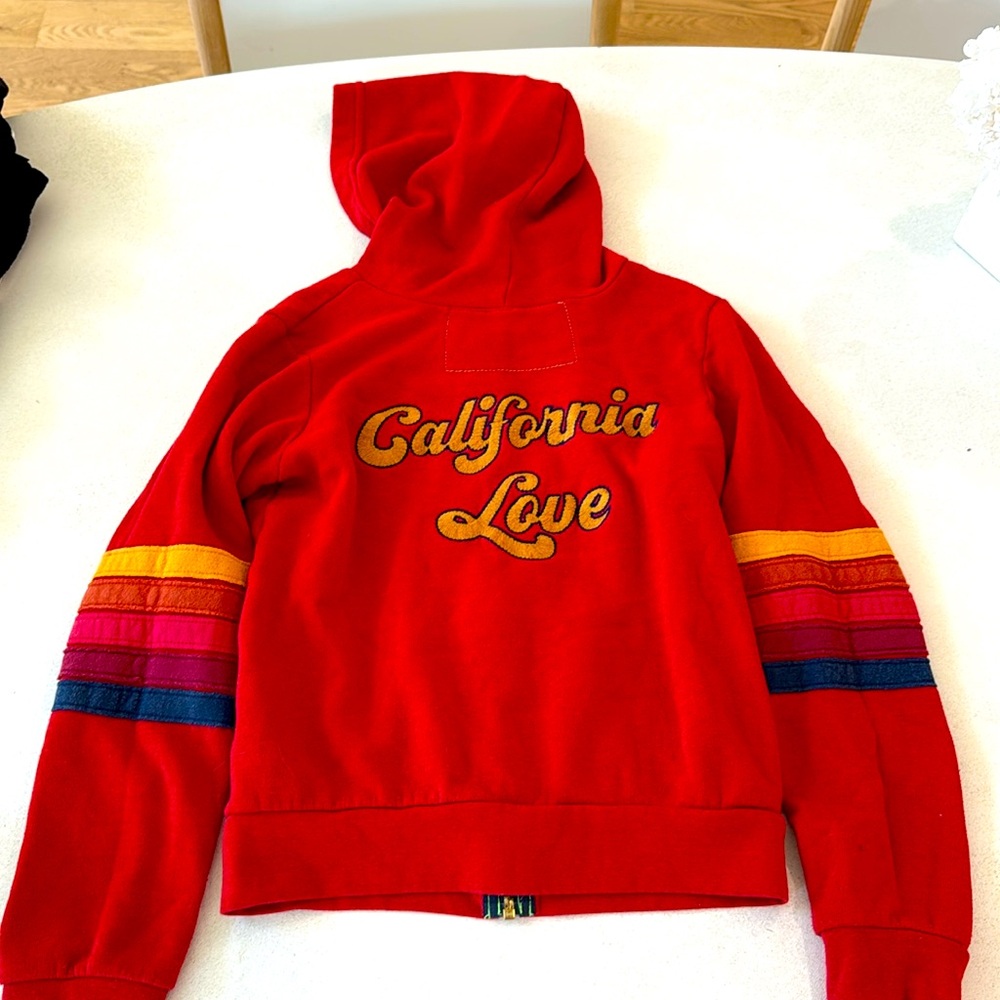 Aviator Nation Hoody Red California Love 5-Stripe Collection Embroidered Jacket